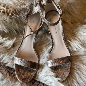 Pelle Moda Snakeskin Ankle Strap Sandals